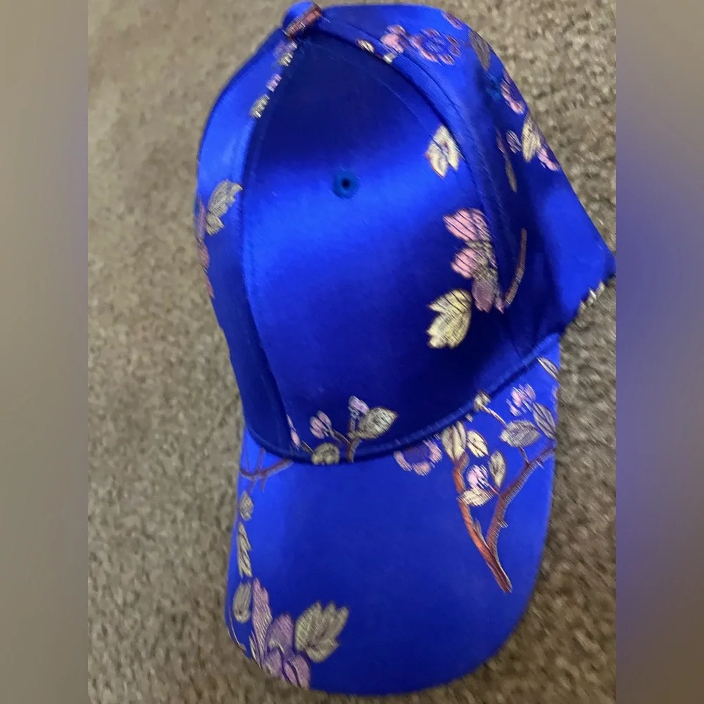 Forever 21 Satin Floral Blue Cap - Picture 3 of 4